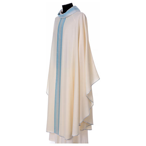 STOCK Casula avorio in pura lana con decorazione azzurra Gamma 3