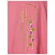 Pink chasuble, 100% polyester, Chi-Rho, spikes and grape branch s2