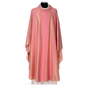 Pink striped chasuble of wool and lurex Gamma