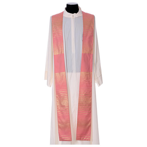 Pink striped chasuble of wool and lurex Gamma 6