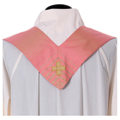 Pink striped chasuble of wool and lurex Gamma 8