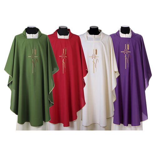 Kasel Kreuz und Weizenähre 100% Polyester Gamma 1