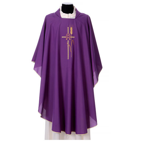 Kasel Kreuz und Weizenähre 100% Polyester Gamma 9
