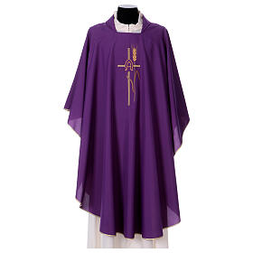 Chasuble with cross, Alfa and Omega with spikes, 100% polyester Gamma