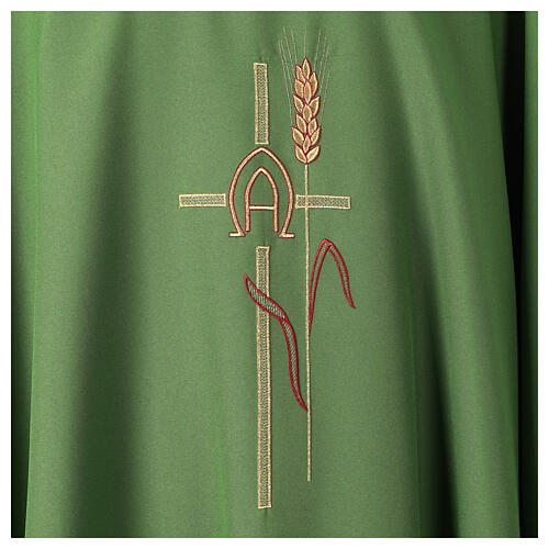 Chasuble with cross, Alfa and Omega with spikes, 100% polyester Gamma 2