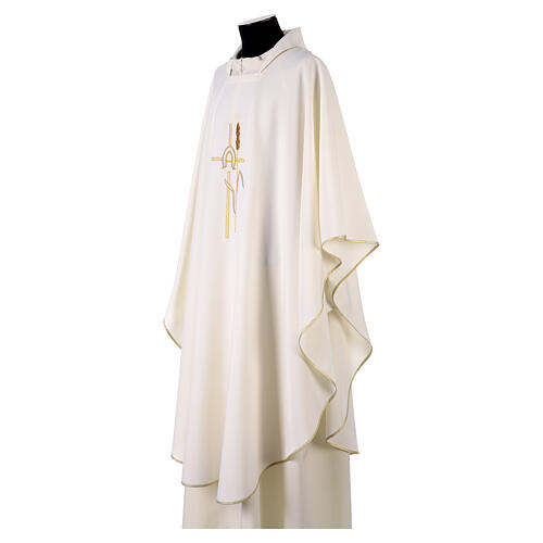 Chasuble 100% polyester croix alpha oméga avec épi de blé Gamma 13