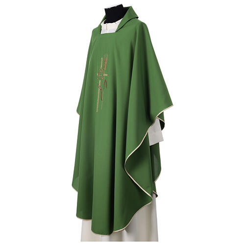 Chasuble 100% polyester with cross Alpha Omega and ear of wheat Gamma 5
