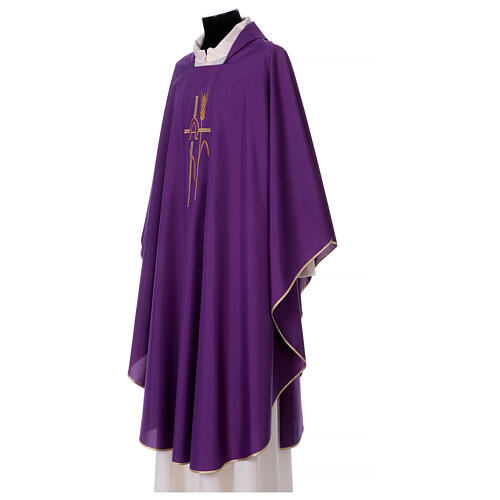 Chasuble 100% polyester with cross Alpha Omega and ear of wheat Gamma 6