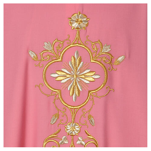 Pink chasuble with golden decorations, 100% wool Gamma 2
