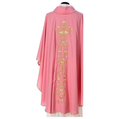 Pink chasuble with golden decorations, 100% wool Gamma 5