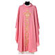 Pink chasuble 100% wool with golden decorations s1
