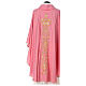 Pink chasuble 100% wool with golden decorations s5