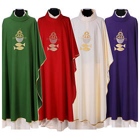 Chasuble with bread and fish, 100% polyester