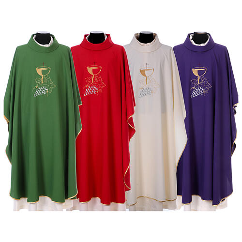 Chasuble with chalice and grapes, 100% polyester 1