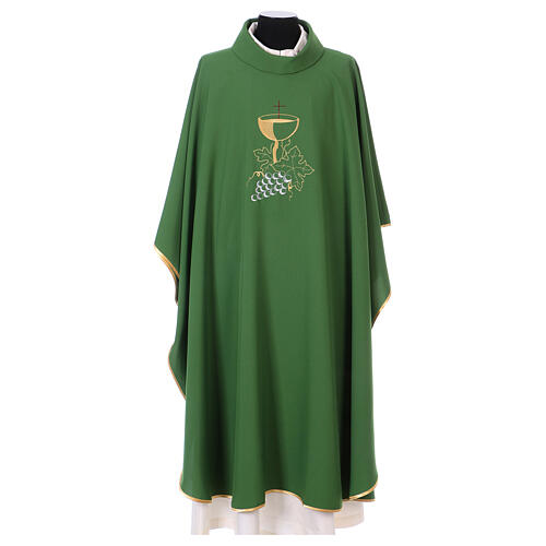 Chasuble with chalice and bunch of grapes, 100% polyester 3