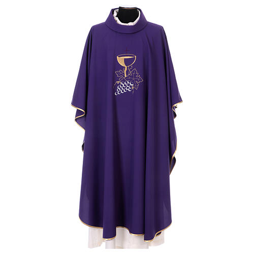 Chasuble with chalice and bunch of grapes, 100% polyester 6