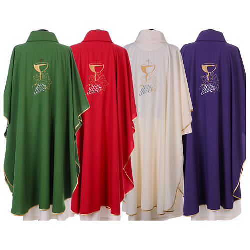 Chasuble with chalice and bunch of grapes, 100% polyester 7