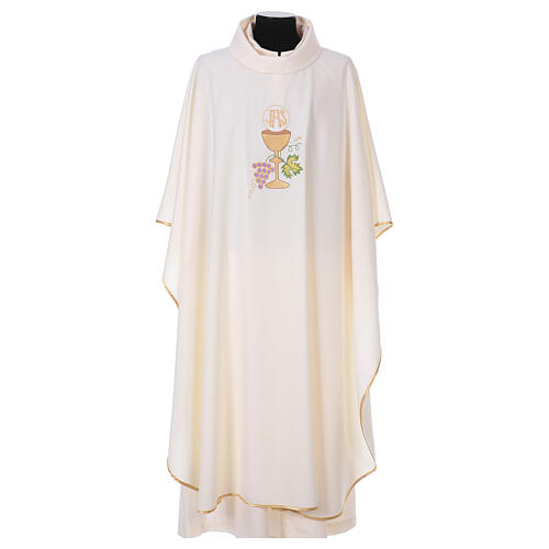 Chasuble with chalice, grapes and IHS host, 100% polyester 5