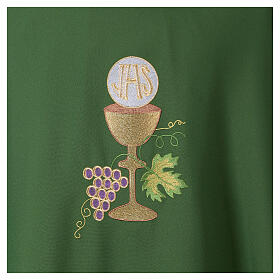 Chasuble liturgique avec grappe de raisin, calice et hostie IHS 100% polyester