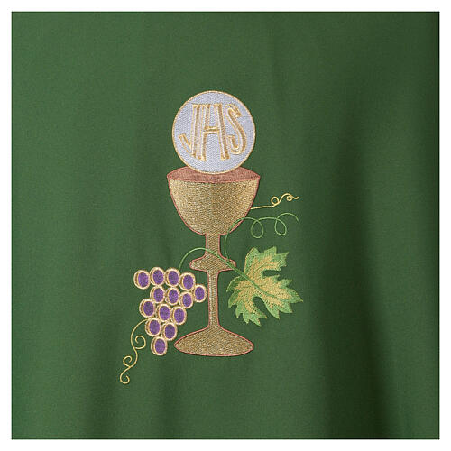Priest chasuble with bunch, chalice and host IHS, 100% polyester 2