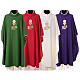 Priest chasuble with bunch, chalice and host IHS, 100% polyester s1