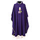 Priest chasuble with bunch, chalice and host IHS, 100% polyester s6