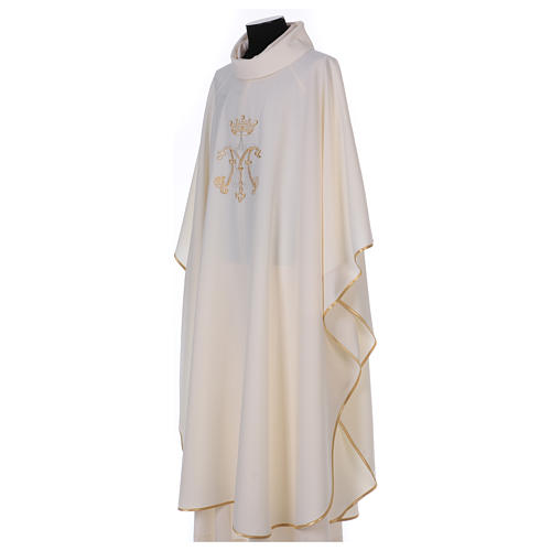 Kasel goldenen Mariensymbol 100% Polyester elfenbeinfarbig 3
