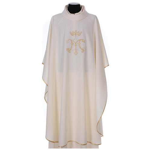 Embroidered chasuble with Marian symbol, 100% polyester 1