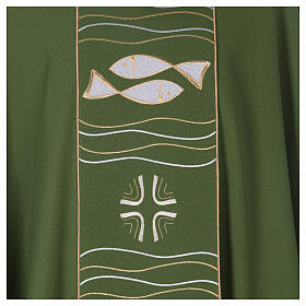 Chasuble with fish and cross, polyester wool