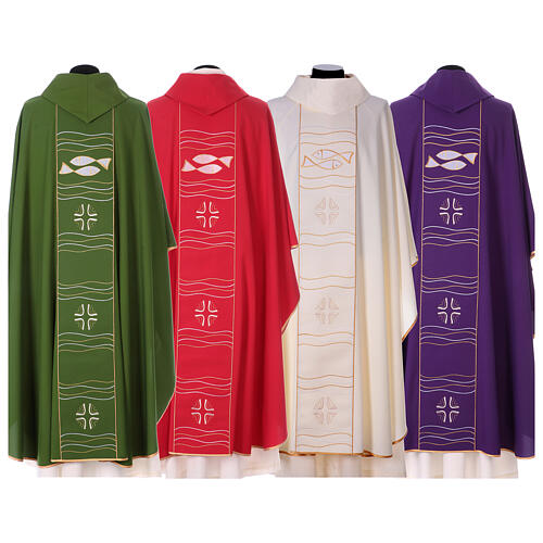 Chasuble with fish and cross, polyester wool 7