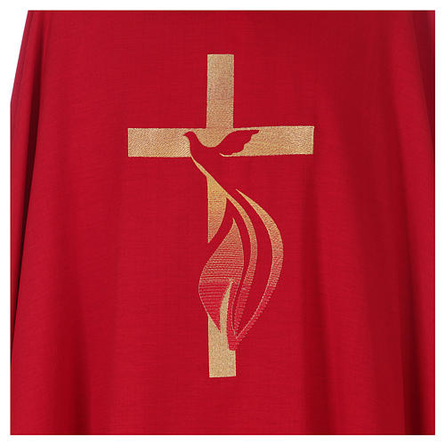Rote Kasel Taube und Flamme Heiligen Geist Polyester 2