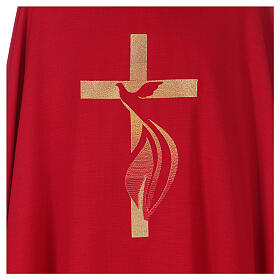 Chasuble with dove and Holy Spirit flame in polyester
