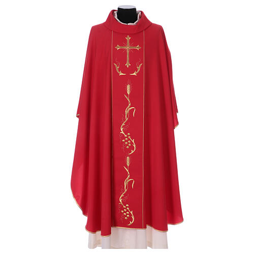 Chasuble en laine et polyester avec dessin croix et épi 4