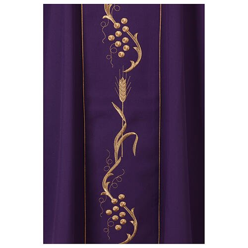 Chasuble in wool and polyester with cross and wheat design 7