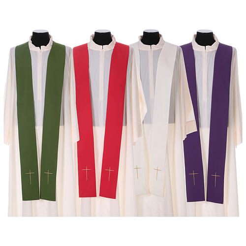 Chasuble in wool and polyester with cross and wheat design 11