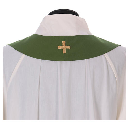 Chasuble in wool and polyester with cross and wheat design 12
