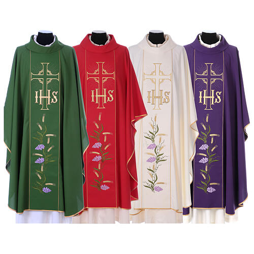 Chasuble with IHS and cross, gold embroidery 1