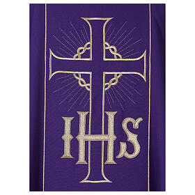 Chasuble IHS et croix décoration dorée