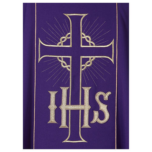 Chasuble IHS et croix décoration dorée 2