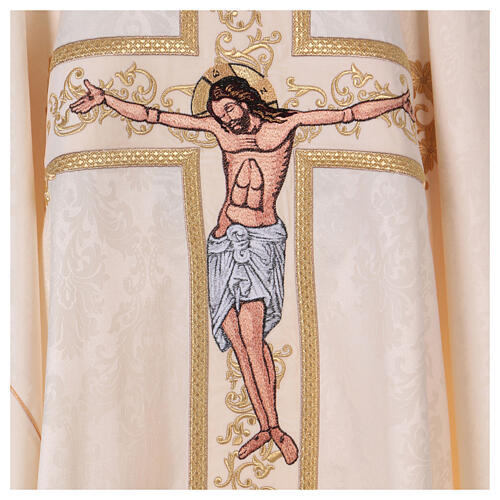 Liturgical chasuble of damask fabric with crucifix 2