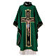 Liturgical chasuble of damask fabric with crucifix s3