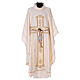 Liturgical chasuble of damask fabric with crucifix s7