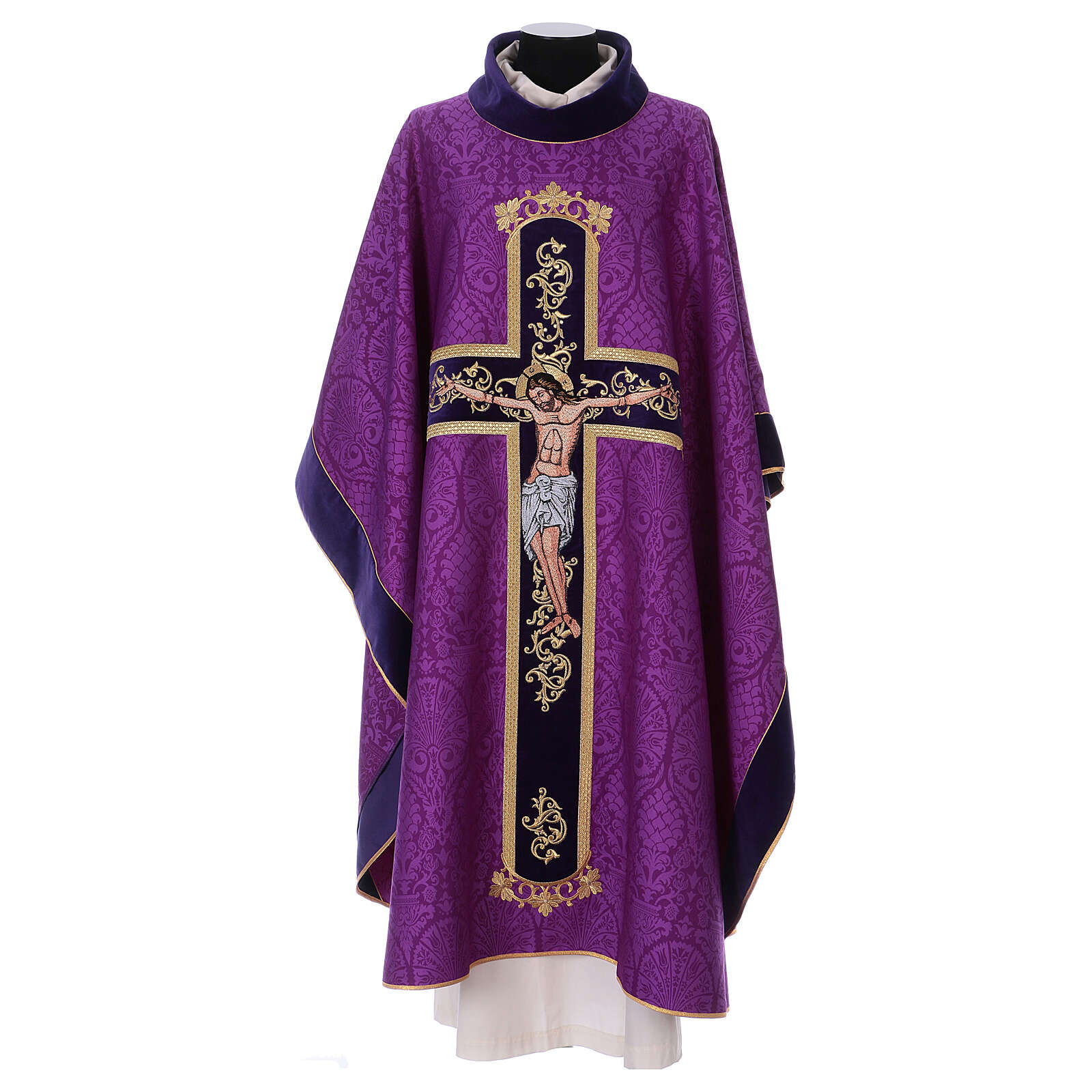 Casulla tejido damasco con crucifijo | venta online en HOLYART