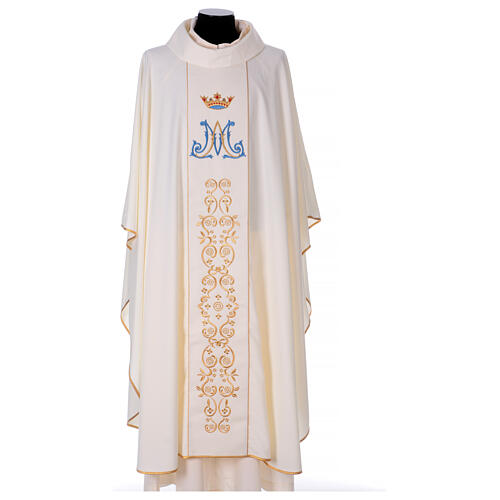 Marian chasuble with gold and light blue decoration 1