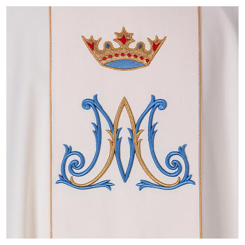 Marian chasuble with gold and light blue decoration 2