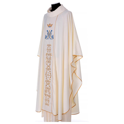 Marian chasuble with gold and light blue decoration 3