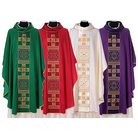 Polyester chasuble with cross and stones, Limited Edition