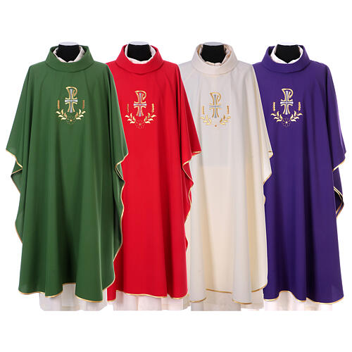 Chasuble with silver and golden Christogram and spikes, polyester 1