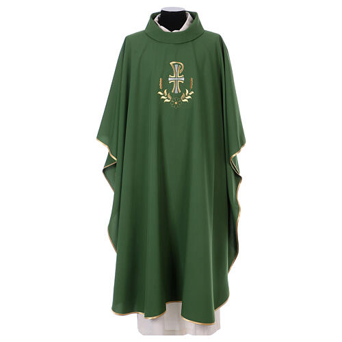 Chasuble with silver and golden Christogram and spikes, polyester 3