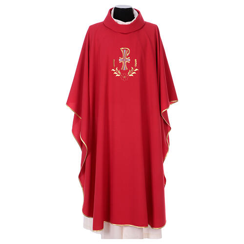 Chasuble with silver and golden Christogram and spikes, polyester 4